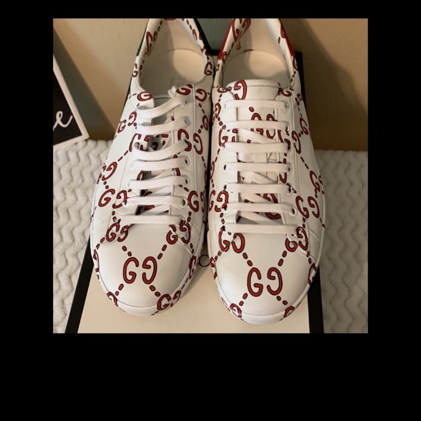 Gucci Size 10.5 Apollo Miro’ Soft Red White Logo Sneakers